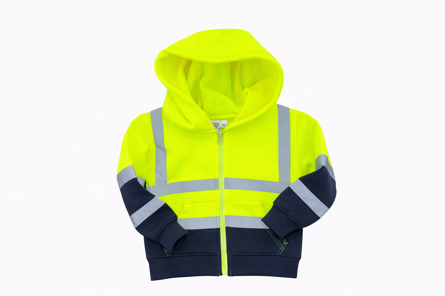 Hi-Vis Two Tone Zip Hoodie – Yellow & Black Reflective High Visibility Safety Workwear Zipper