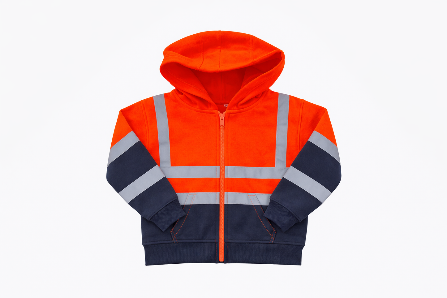 Hi-Vis Two Tone Zip Hoodie – Orange & Black Reflective High Visibility Safety Workwear zipper