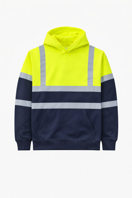 Hi-Vis Reflective Safety Hoodie – Yellow High Visibility Workwear Hoodie with Reflective Strips
