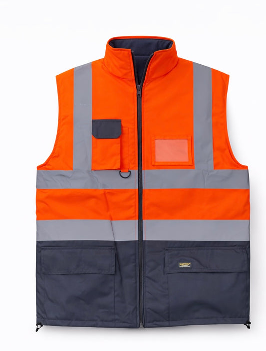 Hi-Vis Orange Bodywarmer | Reflective Safety Sleeveless Jacket for Workwear