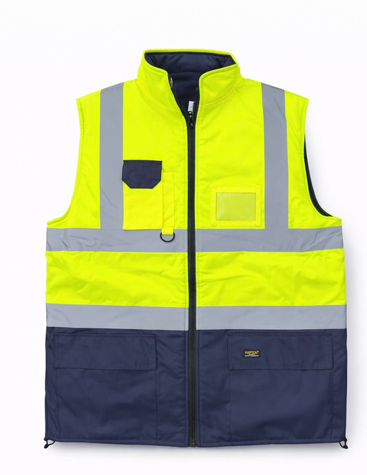Hi-Vis Yellow Bodywarmer | Reflective Safety Sleeveless Jacket for Workwear